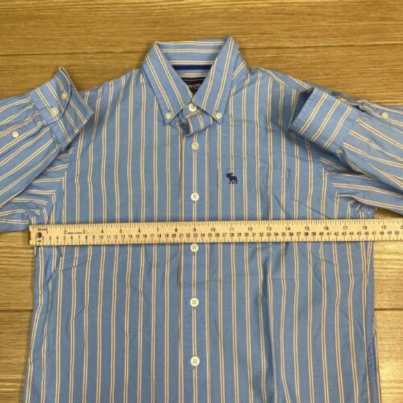 Abercrombie Dress Shirt Youth Boys Size L Striped Long Sleeve Casual Button Up - Picture 9 of 14